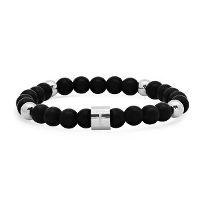 Steeltime Men's religious beaded bracelet stainless steel accents - 1 of 4