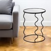 HomeRoots 24" Black Mirrored Glass and Steel Round Abstract End Table - 2 of 4