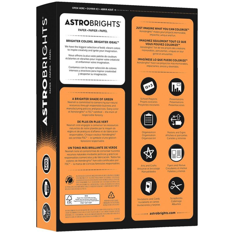 Astrobrights Premium Color Paper, 8-1/2 x 11 Inches, Cosmic Orange, 500 Sheets, 2 of 6