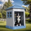 SEVOBAL Pet Crates and Houses Barn Dog House Removable Roof Easy Cleaning Waterproof UV Protected for Outdoor Yard Patio, Blue, 34.8"*30.51"*36.89" - 4 of 4