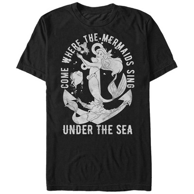 Men's The Little Mermaid Ariel Under The Sea T-shirt - Black - X