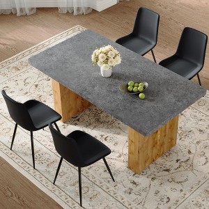 NicBex 5 Piece Gray MDF Dining Table Set with 4 Artificial Leather/Cushioned Chairs for Dining Meeting Room - 1 of 4