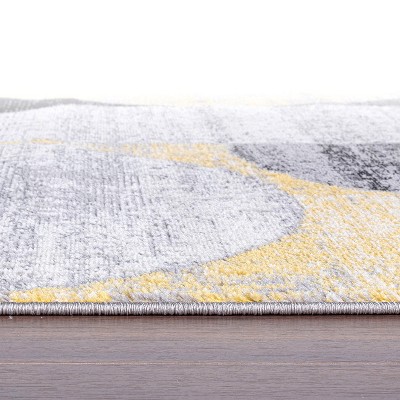 Yellow and Gray Geometric Design Runner Rug 2' x 7'
