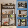 Bakers Rack with Power Outlet, Coffee Bar with Wire Drawer, Industrial Microwave Stand,6-Tier Kitchen Storage Rack with Hutch - 3 of 4