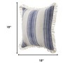 HomeRoots Set of Two 18" Blue and Cream Cotton Throw Pillows with Fringe - 3 of 4