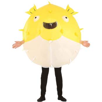 HalloweenCostumes.com One Size Fits Most   Adult Inflatable Puffer Fish Costume, Black/White/Yellow