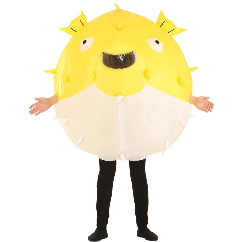HalloweenCostumes.com One Size Fits Most   Adult Inflatable Puffer Fish Costume, Black/White/Yellow, 1 of 8