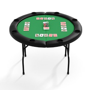 8 Player Round Folding Poker Table with Cup Holders, 48 Inch Professional Casino Grade Card Table for Texas Holdem & Blackjack, Portable Gaming Table - 1 of 1