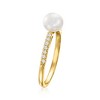 Ross-Simons 6-6.5mm Cultured Pearl and .10 ct. t.w. Diamond Ring in 14kt Yellow Gold - 3 of 4
