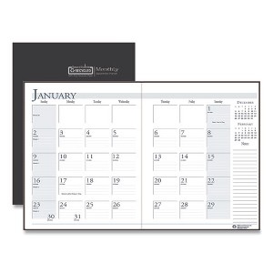 Recycled Ruled 14-Month Planner with Leatherette Cover, 11 x 8.5, Black Cover, 14-Month: Dec 2024 to Jan 2026 - 1 of 4