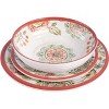 Laurie Gates Brick Floral Ripple 12 Piece Melamine Dinnerware Set in Red - image 4 of 4