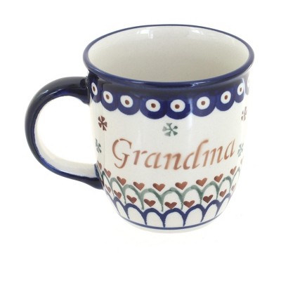 Blue Rose Polish Pottery Grandma Coffee Mug