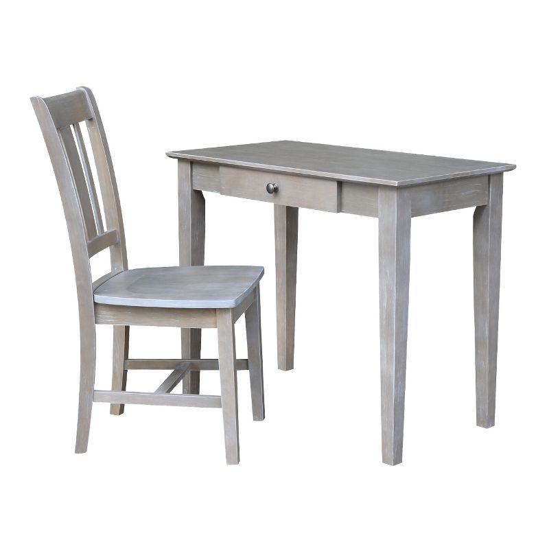 Small Desk with Drawer and Chair Washed Gray/Taupe - International Concepts, 1 of 13