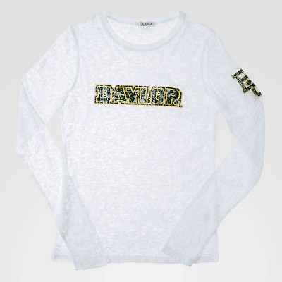 NCAA Baylor Bears Long Sleeve Burnout Crew Activewear T-Shirt - White M