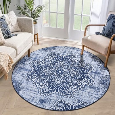 Washable Rug - Non Slip Medallion Boho Area Rug for Living Room, Accent Throw Rugs for Dining Room, Entryway, Bedroom