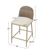 Set of 2 Dining Chair Upholstered Bar Stool Counter Stool Armless Chairs Accent Chair with Padded Seat & Iron Base, Brown&Beige - Modernluxe - 3 of 4