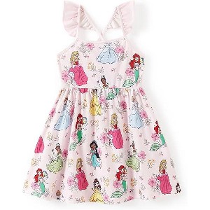 Disney Princess Kids Ruffle Sleeveless Criss Cross Sundress A Line Dresses  Princess Pink 4T-5T : Target