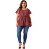 Agnes Orinda Women's Plus Size Floral Blouse Flare Sleeve Sweetheart Neck Elastic Waist Peplum Top - 3 of 4