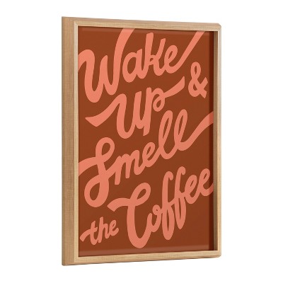 18" x 24" Blake Wake Up and Smell The Coffee by Maria Filar Framed Printed Glass Natural - Kate & Laurel All Things Decor