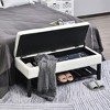 Resenkos 44" Tufted Faux Leather Ottoman Storage Bench with Shoe Rack, White - 2 of 4