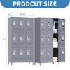 Munora - 72" 9-Door Metal Locker Storage Cabinet - Heavy Duty for Office/School/Gym - Grey - 3 of 4