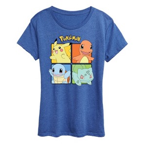 Women's - Pokémon - Pikachu Charmander Bulbasaur Squirtle Square Short Sleeve Graphic T-Shirt - 1 of 4