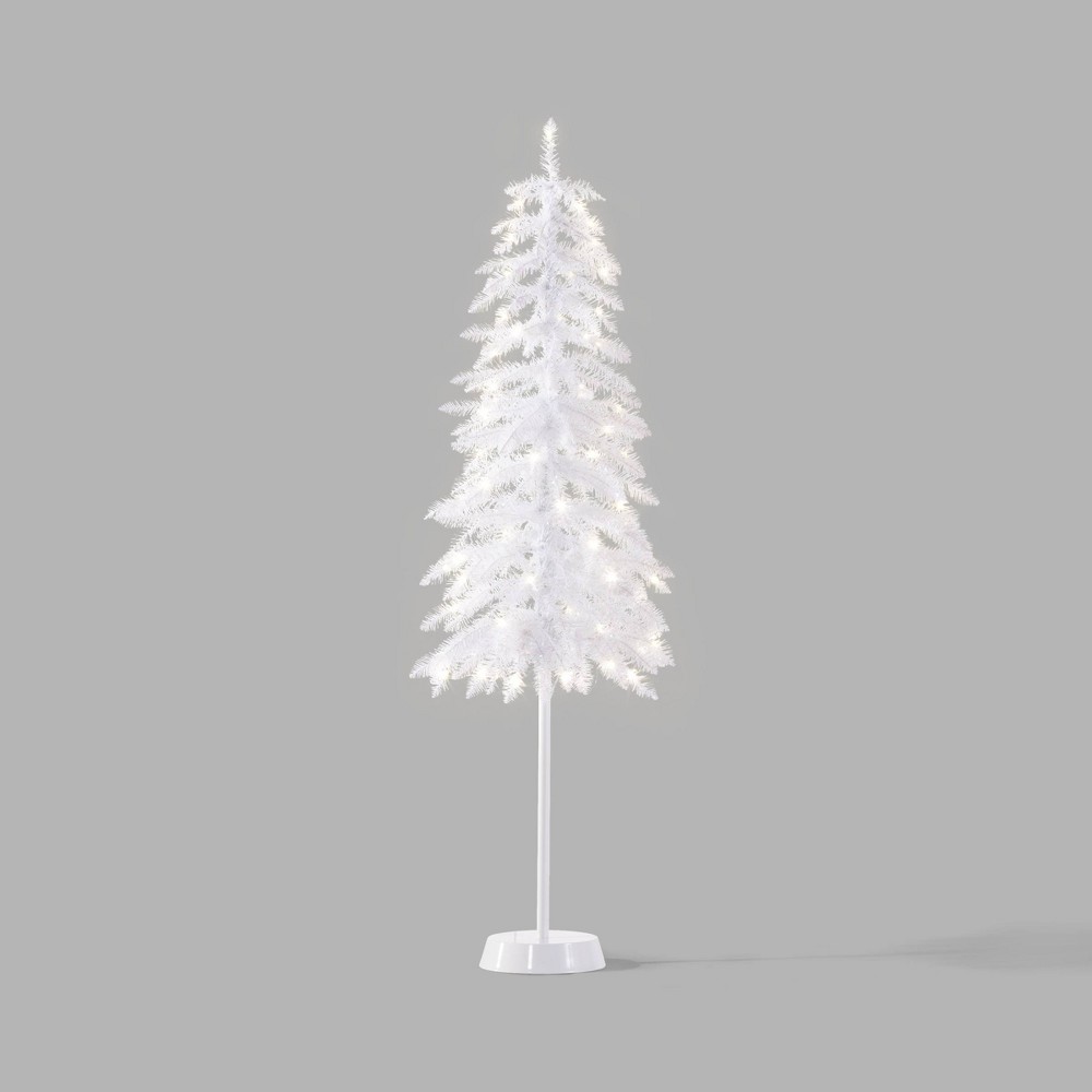 5' Pre-lit Slim White Tinsel Alpine Fir Artificial Christmas Tree White Lights - Wondershop™