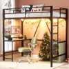 Aheaplus 78'' Metal Loft Bed with Desk, Ladder, Led Light and Power Outlets - 2 of 4