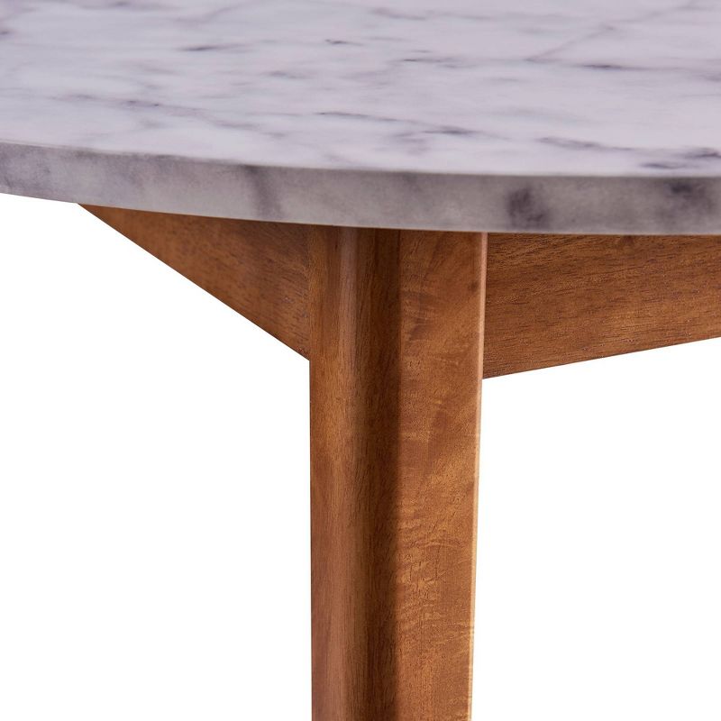 Ashton Round Dining Table with Faux Marble Top Solid Wood Leg Walnut - Teamson Home, 5 of 10