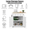 Tangkula Rolling Kitchen Island Utility Trolley Cabinet Storage Spice Towel Rack White - 4 of 4