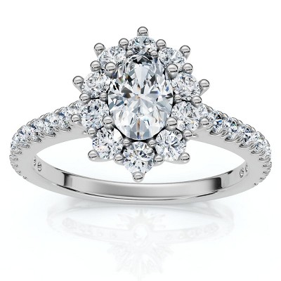 Pompeii3 1Ct TW Oval Halo Diamond Engagement Ring 14k Gold or Platinum Lab Created
