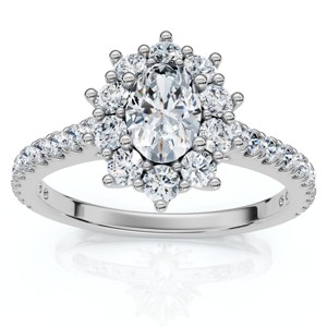 Pompeii3 1Ct TW Oval Halo Diamond Engagement Ring 14k Gold or Platinum Lab Created - 1 of 4