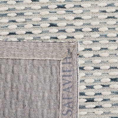 Marbella Beige and Blue Handwoven Wool Area Rug 3' x 5'