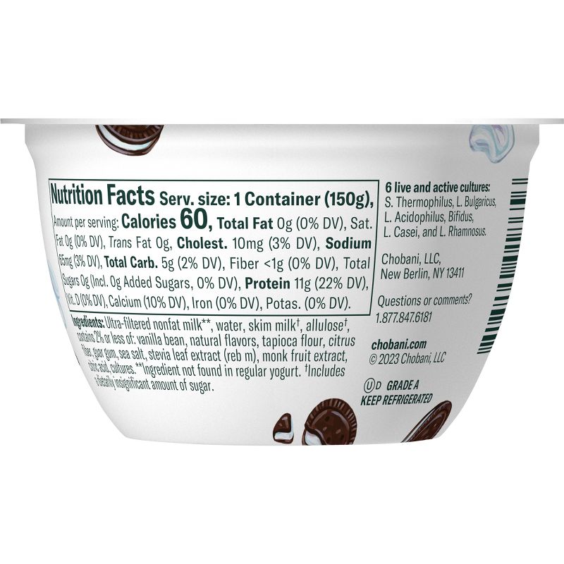 Chobani Zero Sugar Milk &#38; Cookies Greek Yogurt - 5.3oz, 4 of 15