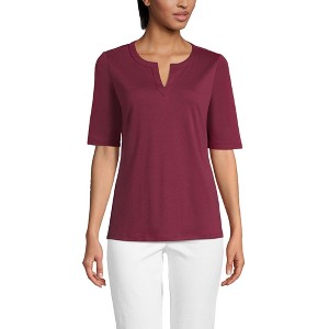 Lands' End Women's Cotton Polyester Modern Half Sleeve Splitneck - 1 of 2