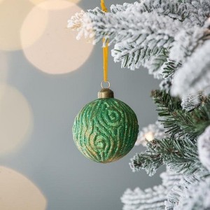 NAYSAYE Party Decoration and Accessories Glass Christmas Ball Ornament Set for Holiday Celebration, Green, 3"*3"*0.07" - 1 of 4