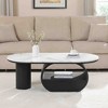 47.24" Metal and MDF Oval Coffee Table with Storage Drawer, Space-Saving Design, and Adjustable Feet - 2 of 4