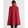 Allegra K Women's Winter Slit Sleeve Double Breasted Cloak Coat - 3 of 4