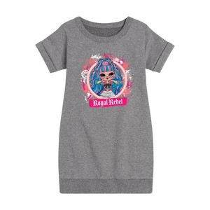 Girls' - LOL Surprise! - Royal Rebel Graphic Short Sleeve Fleece Dress - 1 of 4