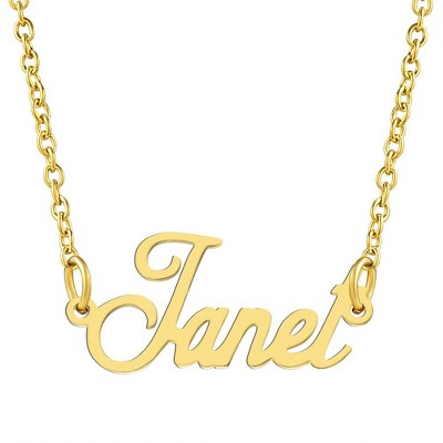 KISPER 18K Gold Plated Stainless Steel Personalized Name Pendant Necklace