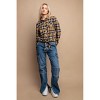 Slickblue Women's Mustard Plaid Button Down Shirt with Tie Front and Pocket - Casual Long Sleeve Top Size S-L - 2 of 4