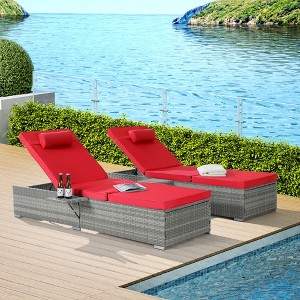 PAGED 2-Piece PE Rattan Patio Chaise Lounge with 6 Positions,Outdoor Lounge Chairs for Pool,Deck - 1 of 4