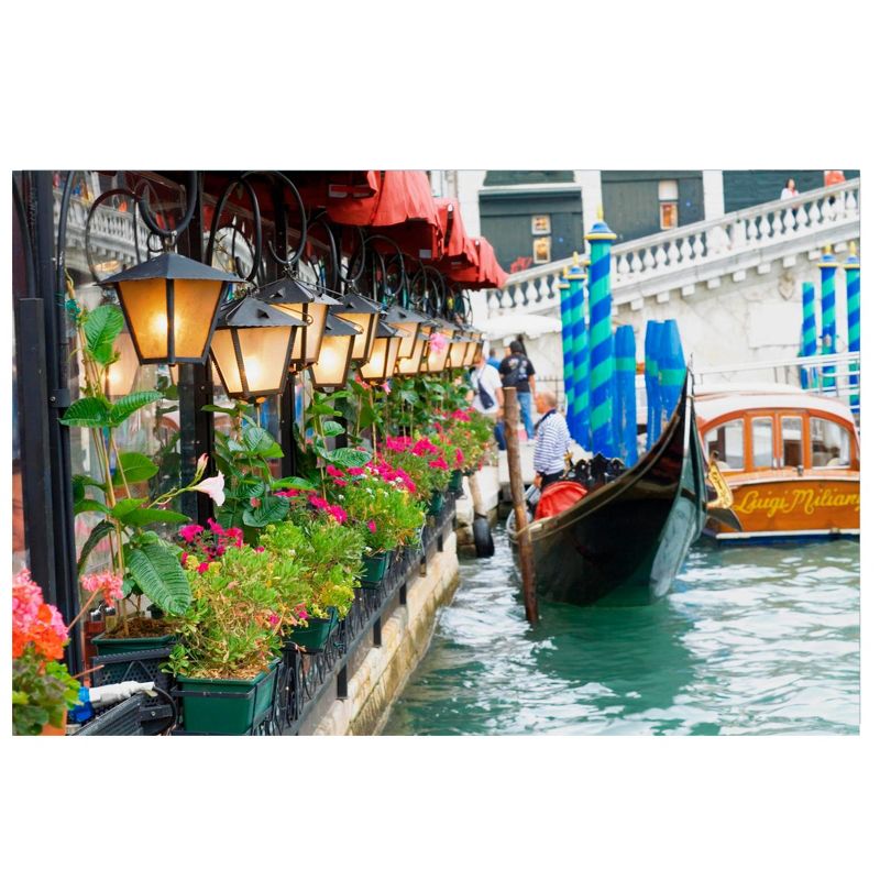Northlight LED Lighted Floral Shop with Gondola Ride Canvas Wall Art 11.75" x 15.75", 1 of 2