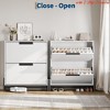 Entryway Shoe Storage Cabinet with 2 Flip Drawers, Freestanding Shoe Organizer w/Metal Legs, Adjustable Shelf Narrow Shoe Rack Cabinet - 3 of 4