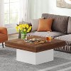 Hommoo Square Coffee Table, Farmhouse Wood Cocktail Table with LED Light - 4 of 4