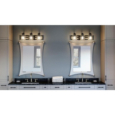 Lansdowne 24" Matte Black Steel 3-Light Vanity Fixture
