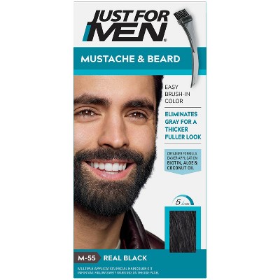 Just For Men Mustache & Beard Beard Color - ing for Gray Hair with Brush Included  Color - Real Black M55