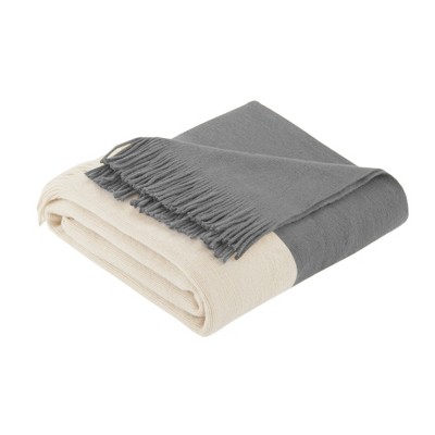 60"x50" Color Block Faux Cashmere Throw Blanket Gray