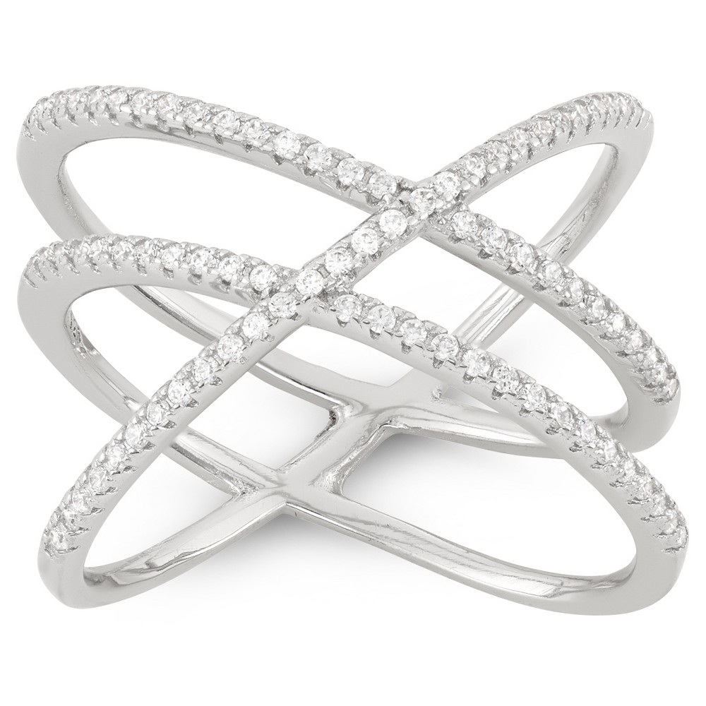 0.4 CT. T.W. Double Cross-over X Ring In Sterling Silver - (7), Girl's