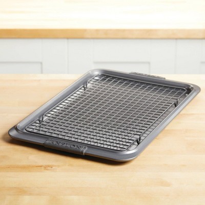 Gray Nonstick Baking Sheet and Cooling Rack Set, 11" x 17"